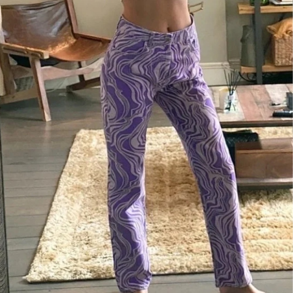 Zara printed purple swirl jeans